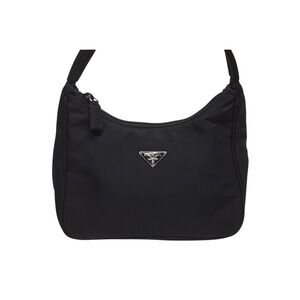 Prada Triangle Handbag Hobo Plate Black Logo